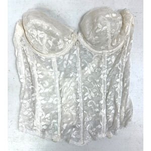 Carnival White Lace Corset Coquette Rave Y2K Bustier‎ 36b Underwire VTG 90s